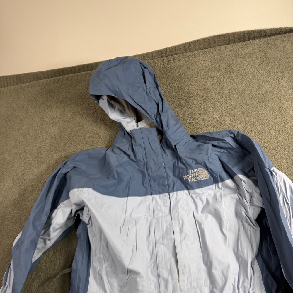 The North Face Womens Hooded Jacket Blue Light Grey Two-Tone Outdoor Large